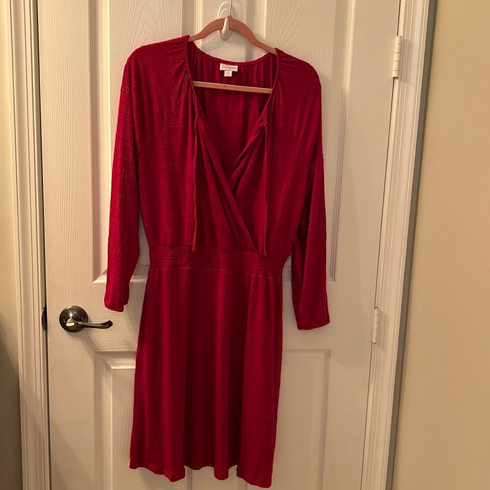 Pink Lularoe faux wrap (Jody style) dress in M